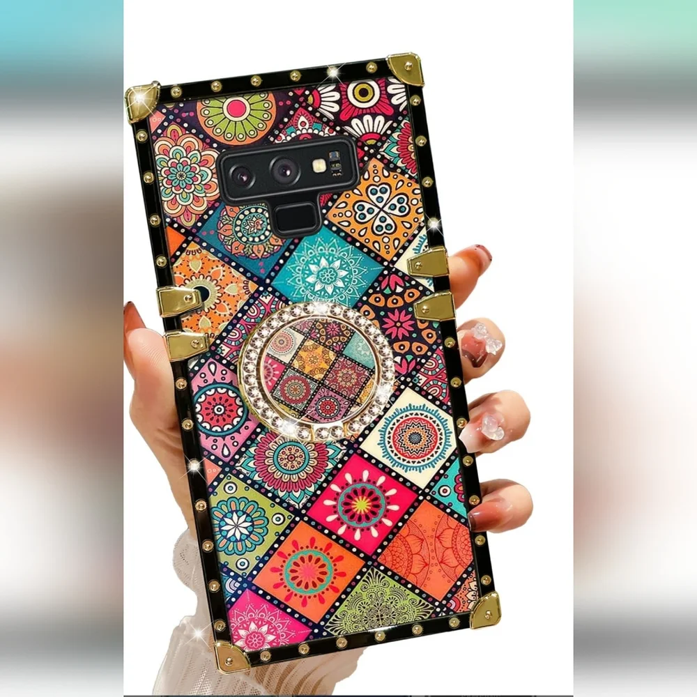New Kapadson Samsung Galaxy Note9 Square Phone Case with Ring Stand Bohemian